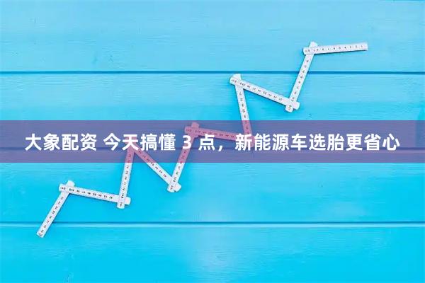 大象配资 今天搞懂 3 点，新能源车选胎更省心